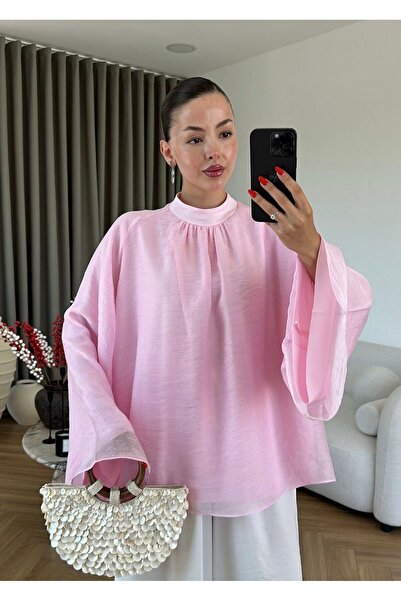 halefoglu Arkadan Fermuarlı Oversize Tasarım Bluz