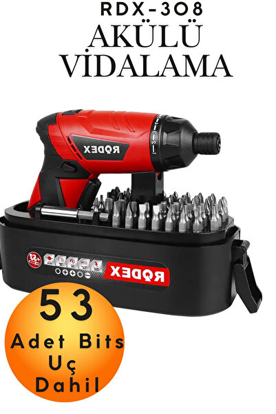 KAYRA LEATHER CRAFT 3.6V 4.8V Şarjlı Tornavida Seti 54 Parça 1.5Ah Li-ion Akü...