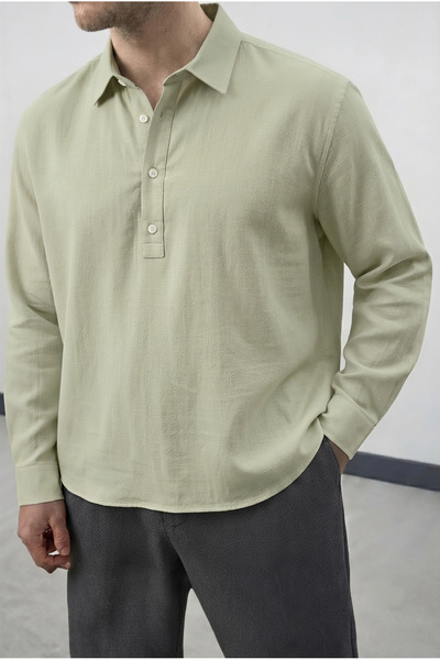 Wonraces Men's Comfortable Fit Shirt with Collar and Half Placket Buttons Bas...