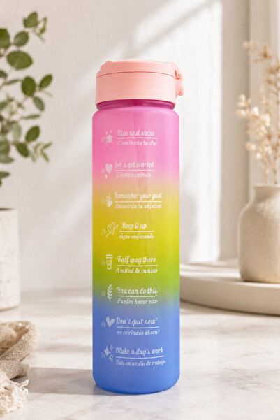 Parmeva Colorful Motivational Water Bottle 900 ml School Sports Travel Daily ...