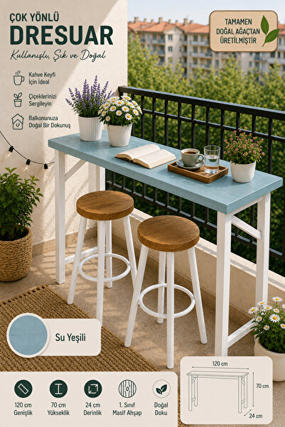 Woodymoda Çok Amaçlı Dresuar | Balkon Kahve Masası | Çiçek Standı | Özel Renk...