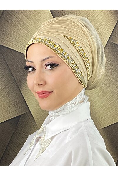 BUTİKAMBAR شال بون للسهرة مرصع بالأحجار الذهبية