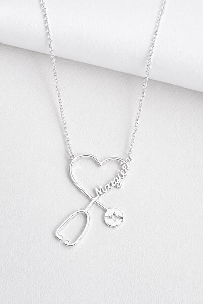 Auryne Jewelry 925 Ayar Gümüş (İstenilen İsim) Kişiye Özel Doktor İsimli Stet...