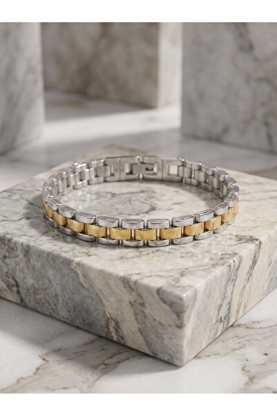 Parmas Design Yellow White Stainless Steel Men's Gift Premium Bracelet 01861