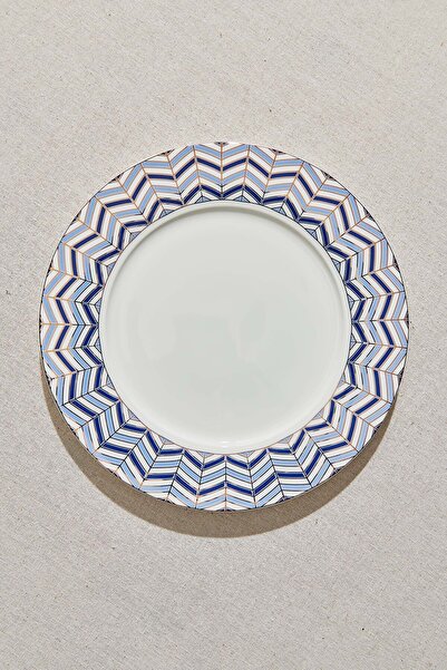 Paşabahçe Nautical Porcelain Dinner Plate Blue White, Dinner Plate, 1 Piece