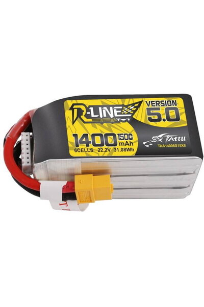TATTU R-Line 5.0 1400mAh 22.2V 150C 6S1P XT60 Battery
