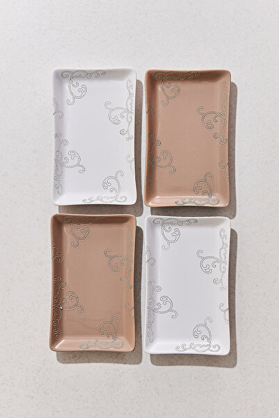 Paşabahçe Dantel Ceramic 4-Piece Plate Set, Stylish Tableware Set