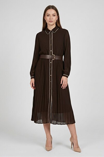 Bebe Women Plain Shirt Dress, Brown