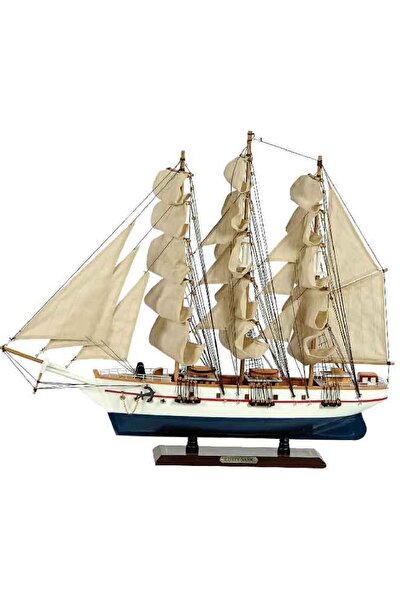 Lianos Epoxiaka Ξύλινο Ιστιοφόρο Κάτι Σαρκ 50x10xΥ45εκ., Χρώμα Λευκό-Μπλε 31110