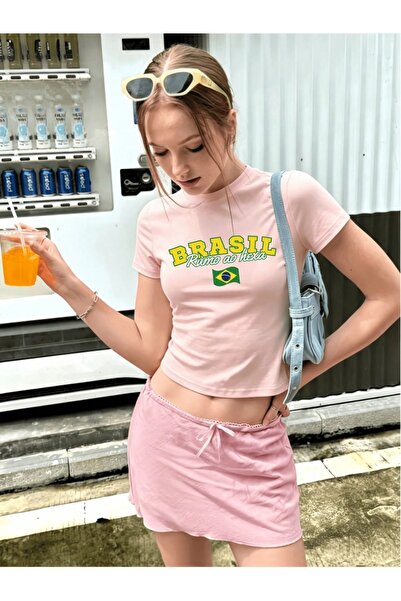 cto your style Ženska uska majica kratkih rukava sa brazilskim printom