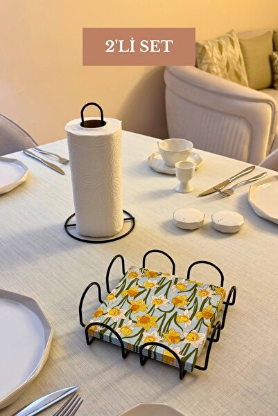 Edora Home Set of 2 Black Square Napkin Holders Upright Paper Towel Holders K...