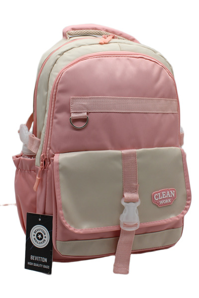 Bevitton 26012 Multi-Compartment Beige-Powder School Backpack Unisex School Bag