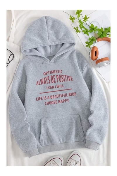 ZİYMO Unisex Hooded Printed Relaxed Fit Sweatshirt