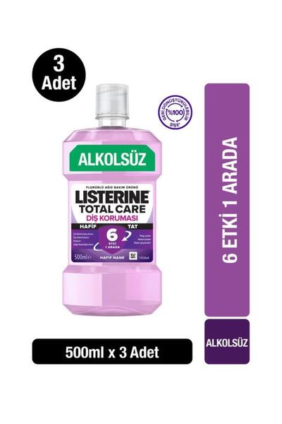 Listerine Total Care Hafif Tat Alkolsüz Ağız Bakım Suyu 500ml x3