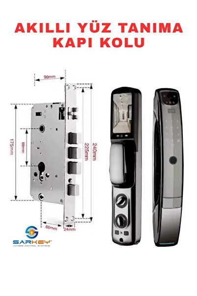SARKEY SR-1600 WiFi Akıllı Kapı Kilidi Yüz Tanıma Parmak İzi Şifre Kart ve Gö...