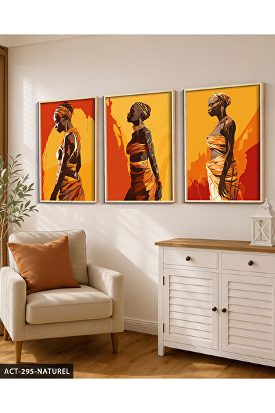Evinemoda African Woman 3 Piece Wooden Framed Painting Act