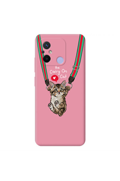 Other Xiaomi Redmi 12C Swinging cat Pink Colored Silicone TPU Θήκη