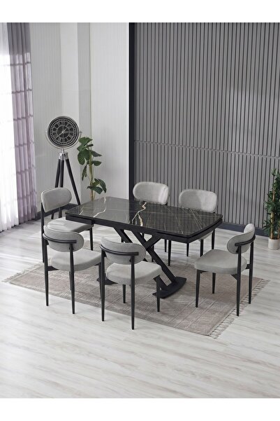 JoyMassa VENOXA 80X120 MDF MASA / 6 POLO SANDALYELİ MASA TAKIMI