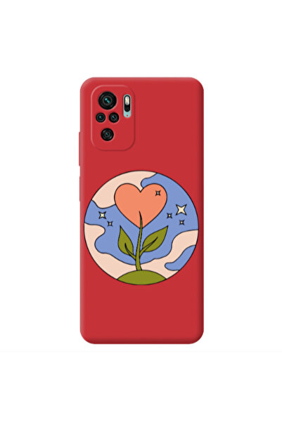 Other Xiaomi Redmi Note 10S Hearted Flower Red Colored Silicone TPU Θήκη