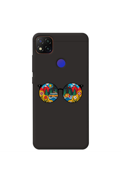 Other Xiaomi Redmi 9c Round Glasses Black Colored Silicone TPU Θήκη