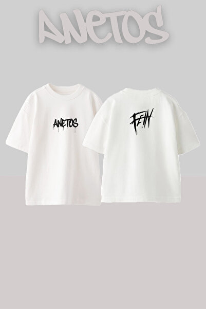 Anetos Fein Travis Scott Design Printed Oversize White T-Shirt