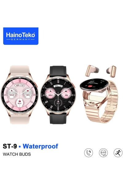 HAINOTEKO HainTeko ST 9 Waterproof Smart watch with Earphone Gold with 3 pair...