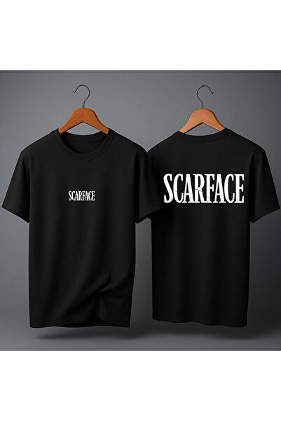 MAGORS تي شيرت SCARFACE SIRT BASKED كبير الحجم للجنسين برقبة دائرية من القطن ...