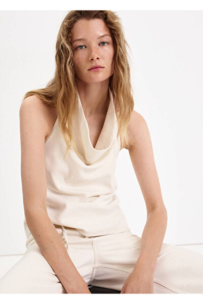 MANGO Woman Drape halter yaka bluz