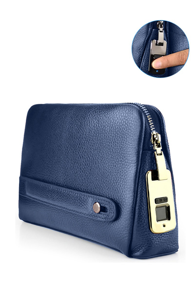 Wtech Leather Fingerprint Lock Bag for Men And Women Hand Bag Male Long Money...