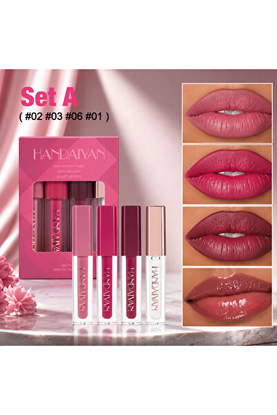 Handaiyan Set 4 Rujuri Lichide Mate + Luciu de Buze Set A (#02 #03 #06 #01), ...