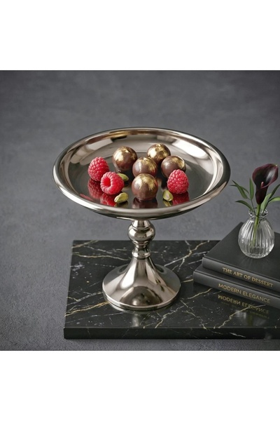 Al Hadaya Mall Stainless Steel Serving Dish with Elegant Design - Silver - 19...