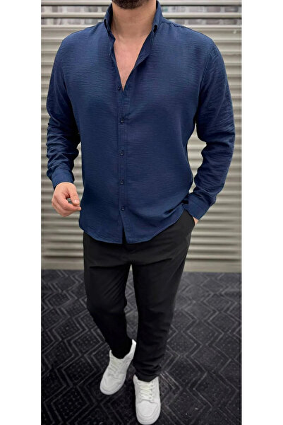TRENDNATUREL Doraes Oversize Seasonal Linen Textured Loose Fit Long Sleeve Co...