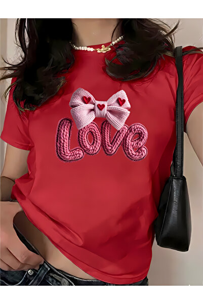 New Shine Love Bow Printed Oversize Cotton T-Shirt