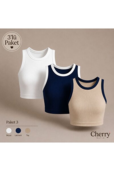 Cherry Butik Τριπλό Halter Crop Body με λαιμόκοψη halter