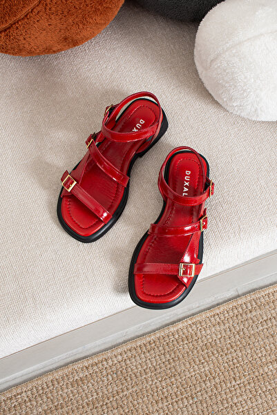 DUXAL SHOES Sandale de vară ajustabile cu cataramă aurie din piele naturală P...