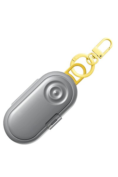 choice2 GRAY Portable Mini Pill Box with Gold Keychain, Can Be Hung on Bag, K...