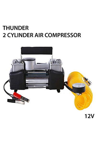 Thunder Heavy Duty 12V Dual Cylinder Air Compressor Portable Tire Inflator wi...