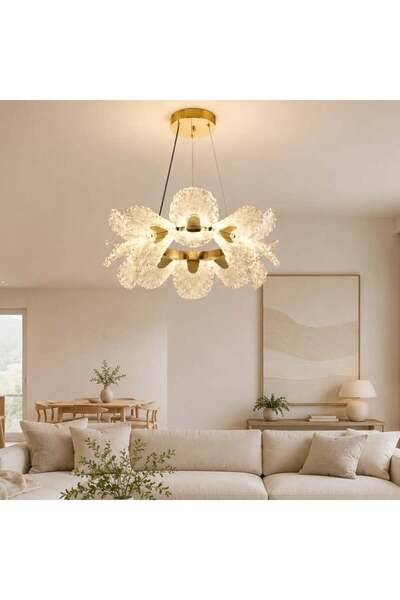 LedCorp Lustră LED aurie 80W cu telecomandă, înălțime reglabilă, reglabilă în...