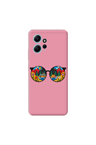 Other Xiaomi Redmi Note 12 4G Round Glasses Pink Colored Silicone TPU Θήκη
