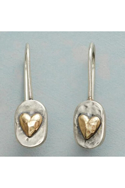 Choice T483 Retro Women's Earrings, Heart-shaped Pattern Two-color Earrings, ...