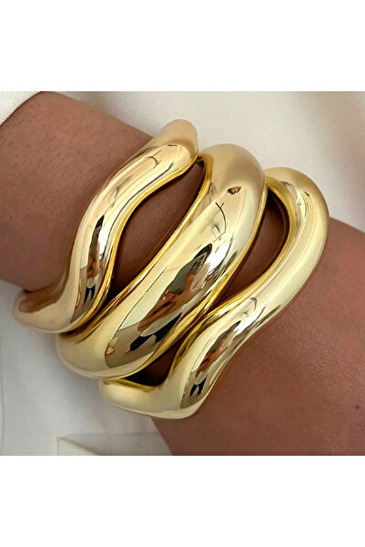 Choice3 AYA6579601 طقم أساور عريضة عتيقة الطراز مكون من 3 قطع للنساء، أساور ب...