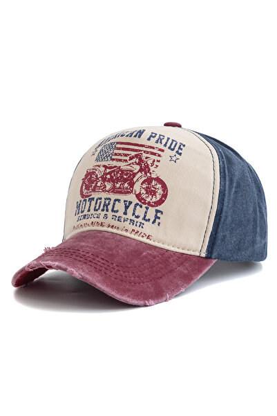 Choice1 56cm-60cm Red Navy Blue New Motorcycle Printing Baseball Cap Vintage ...