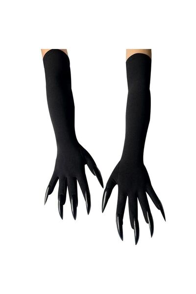 Choice Black 43cm Women Scary Claw Long Nail Elastic Mittens Halloween Black ...