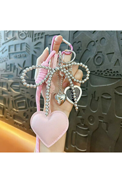 choice2 pink Bag Pendant Gift Heart Shape Imitation Leather Keychain Vibrant ...