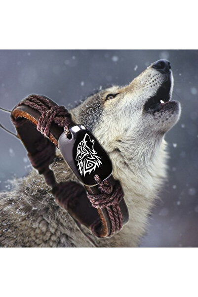 Choice Z1305 Vintage Braided Woven Rope Leather Unisex Bracelet Wolf Logo for...