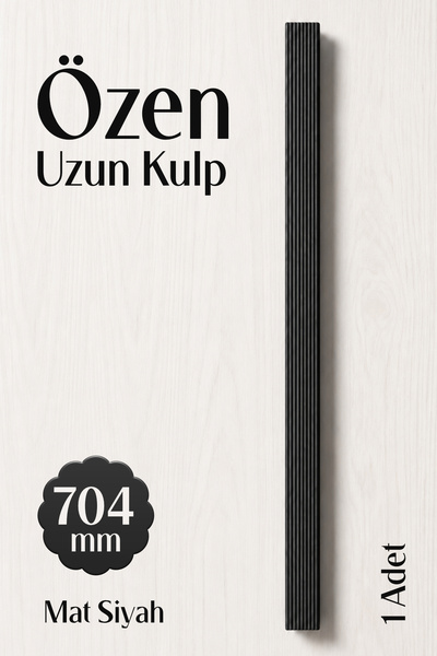 Badem10 Özen (1 Adet) Mat Siyah Renk Çizgili Çekmece Kulp 704 mm Modern Uzun ...