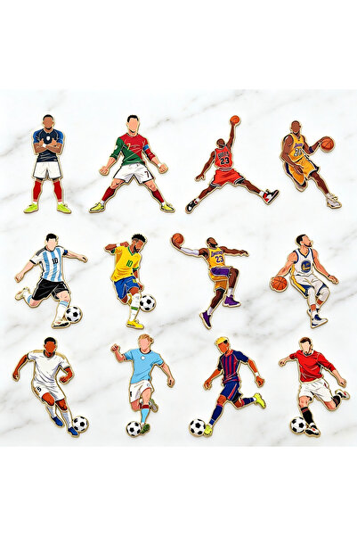 Choice 12pcs Brooches 4/12pcs Sports Enamel Pins Set Superstar Soccer & Baske...