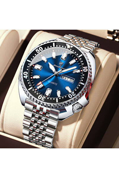 Choice8 682 Silver Blue Luxury Brand Men Clock Date Week Fashion Quartz Male ...