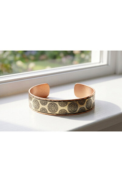 Erol Bakır Copper Far East Luck Motif Adjustable Cuff Bracelet