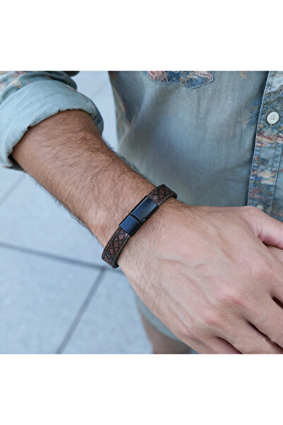 choice2 Brown New Punk Leather Bracelet For Men 3 Colors Available Detachable...